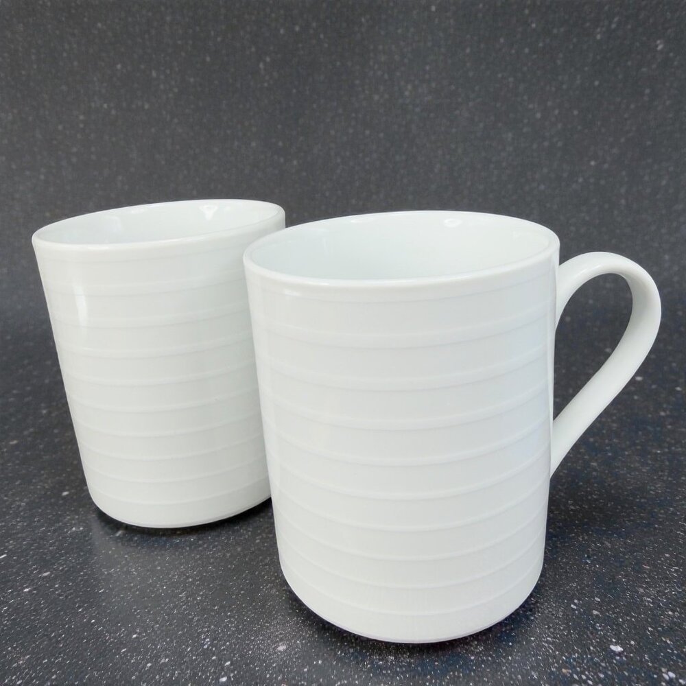 Mikasa Cheers White Coffee Mug Cup White Porcelain Mugs Cups 14floz Set 2 VTG